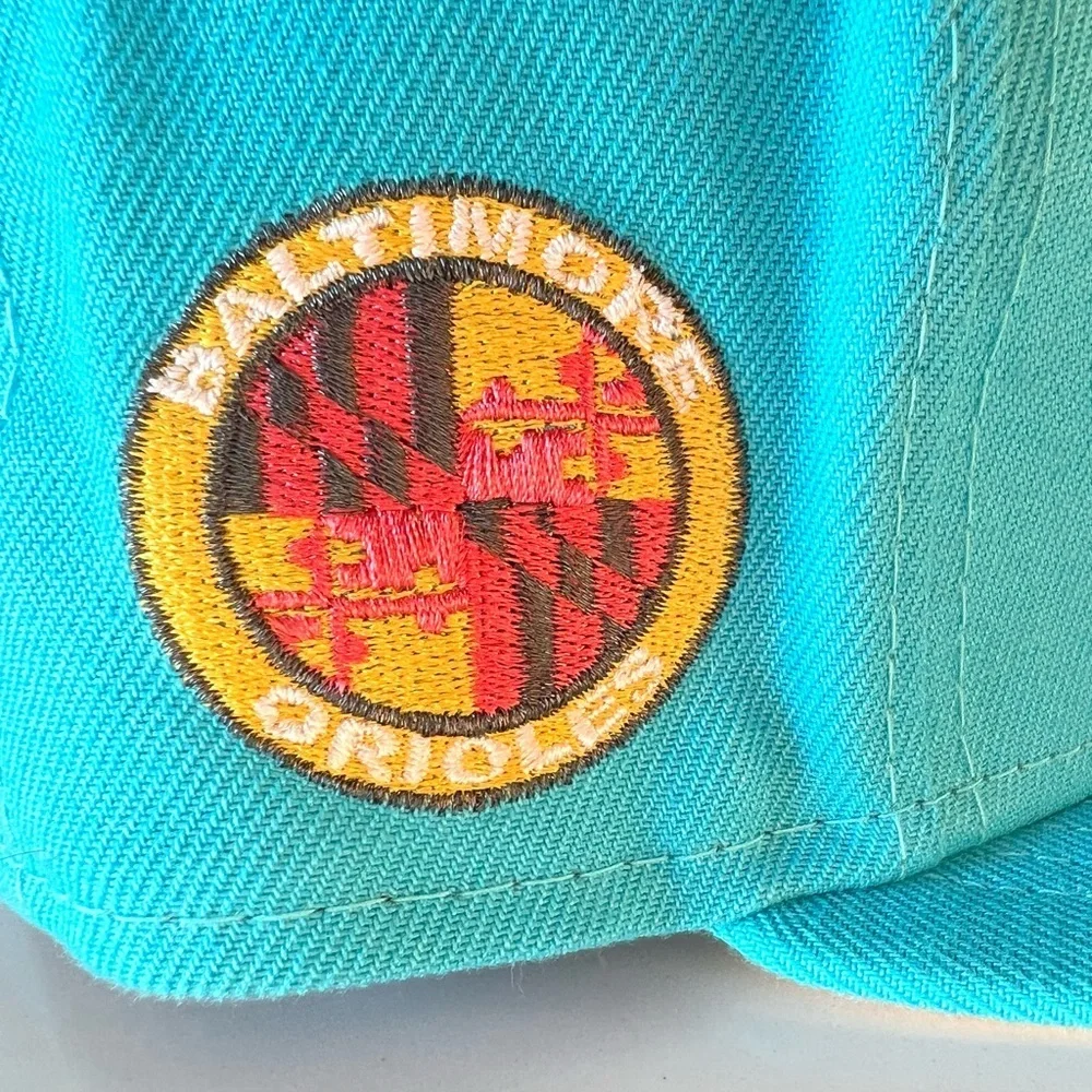 New Era Baltimore Orioles Fitted - Teal / Blue w/ Yellow UV - size 7 1/8 - Picture 6 of 10
